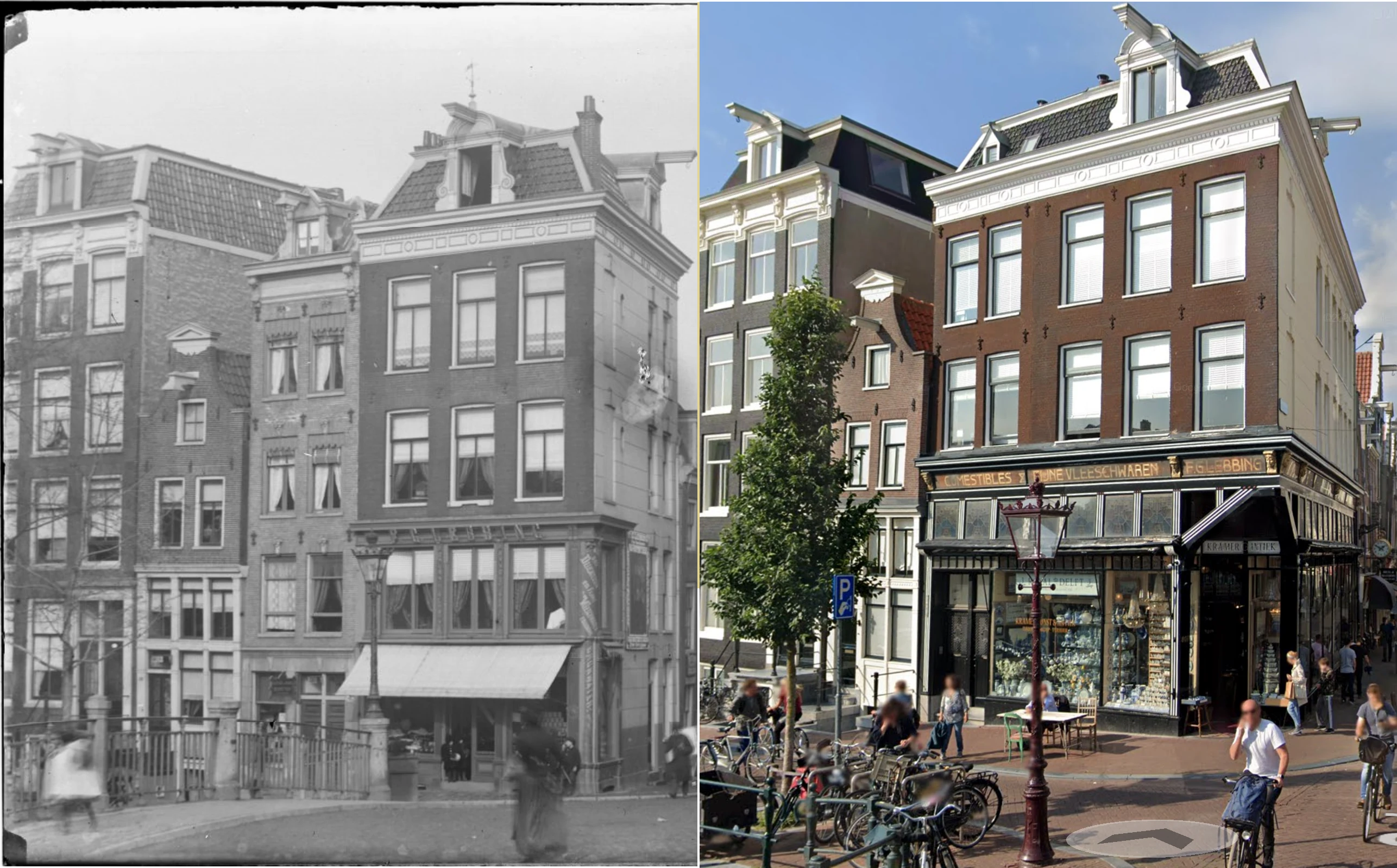 Side by side comparison of a Prinsengracht location